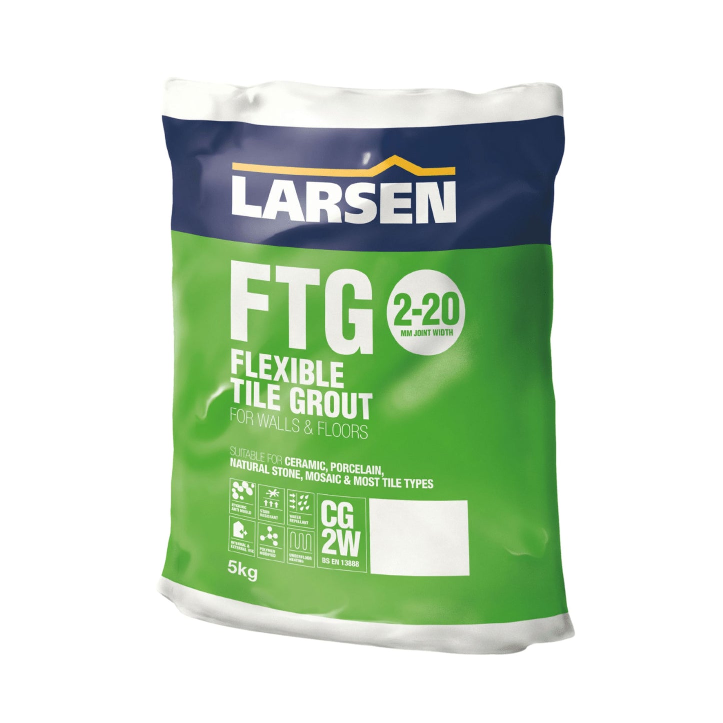 Larsen FTG 2-20 Tile Grout 5kg | Flexible Wide Joint Stain Resistant Tile Grout