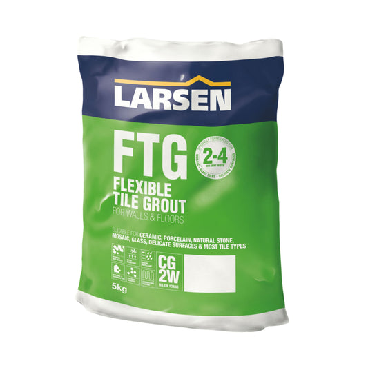 Larsen FTG 2-4 Tile Grout 5kg | Flexible Stain Resistant Tile Grout for 2-4mm Joints