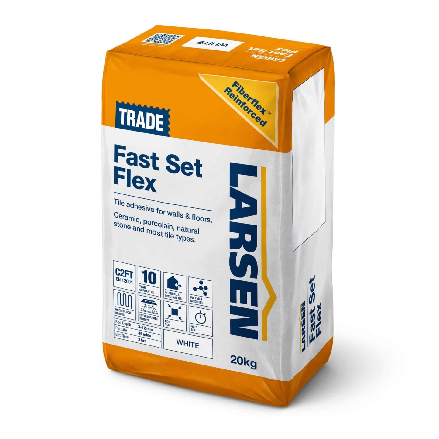 Larsen Fast Set C2FT Flexible Rapid Set Tile Adhesive White 20Kg