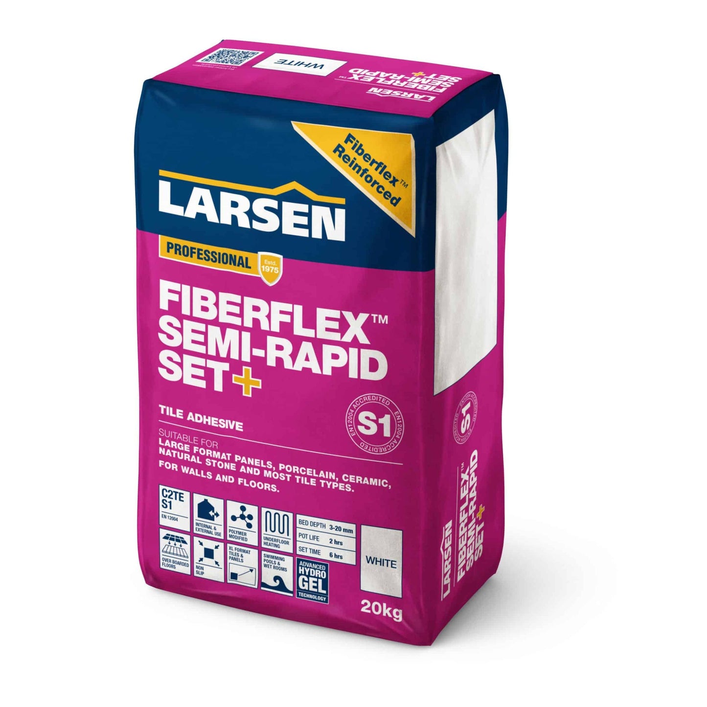 Larsen FiberFlex™ Semi-Rapid Set+ C2TES1 White Tile Adhesive 20kg