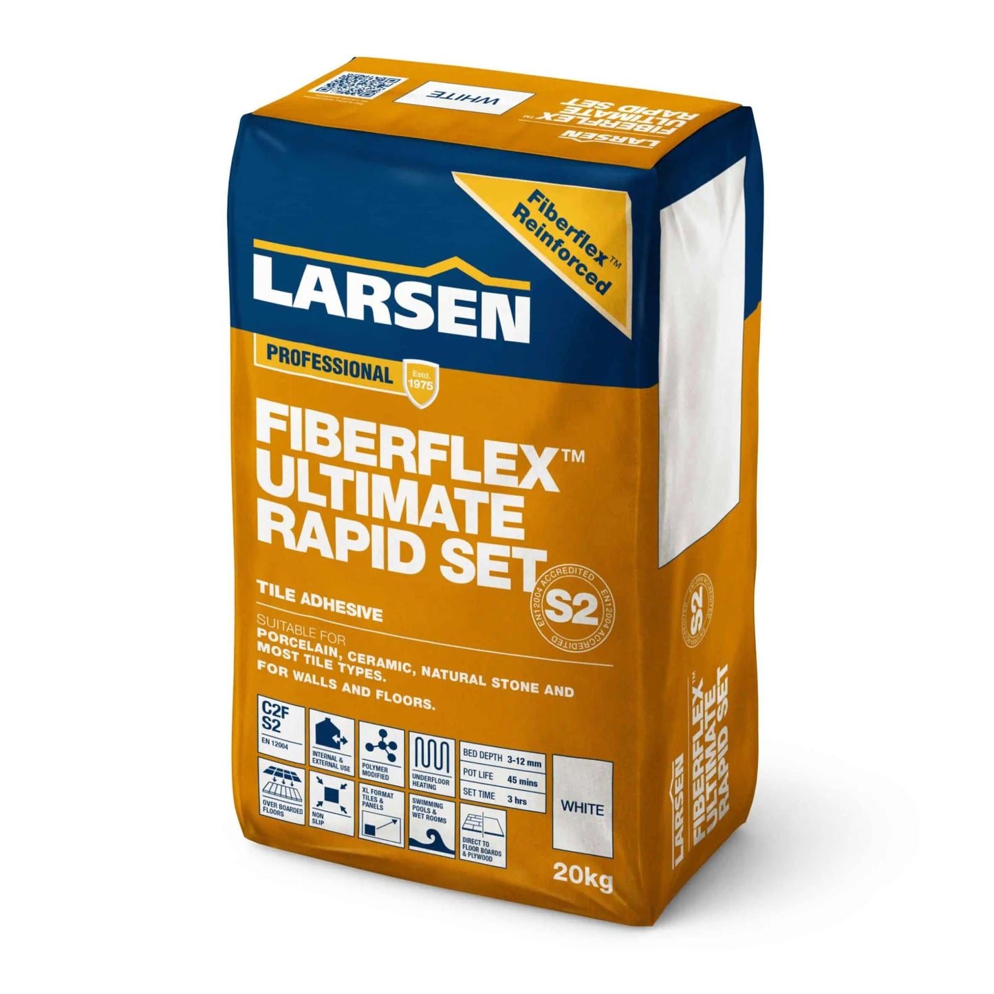 Larsen Fibreflex™ Ultimate Rapid Set C2FS2 White Flexible Tile Adhesive 20kg