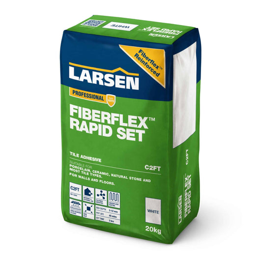 Larsen Fibreflex™ Pro Rapid Set C2FT White Flexible Tile Adhesive 20kg